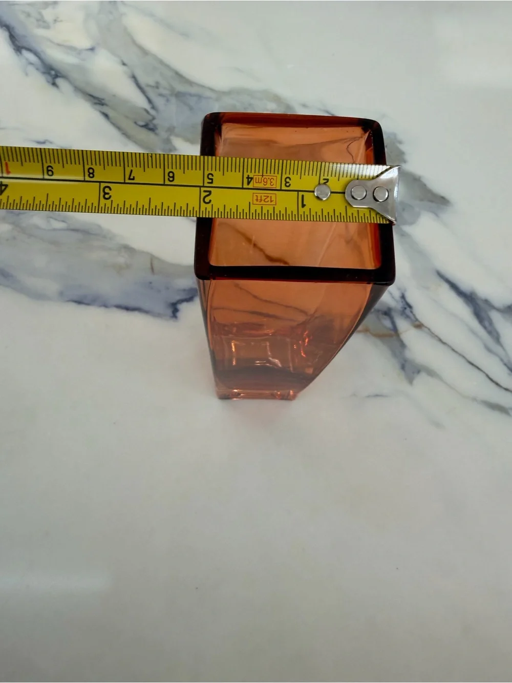 Amber Tapered Rectangular Glass Vase - Modern Accent